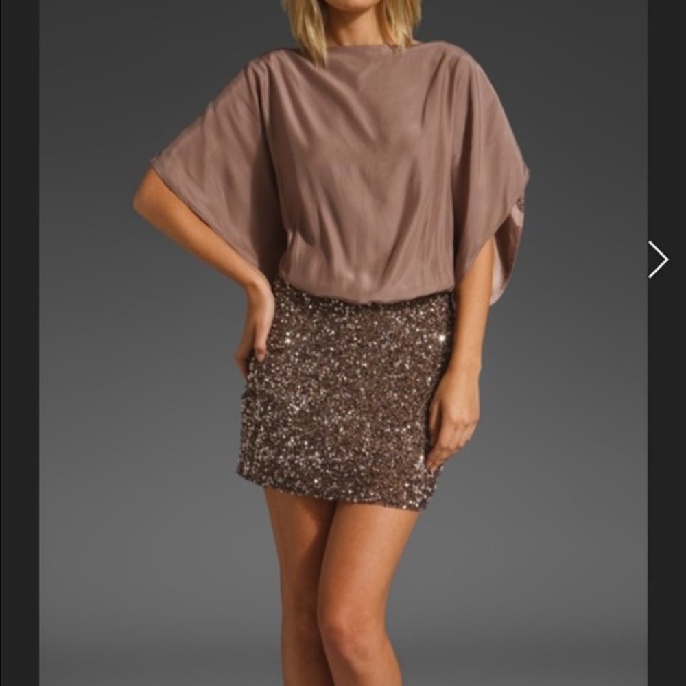 PARKER Beaded and Silk Combo Dress (small)